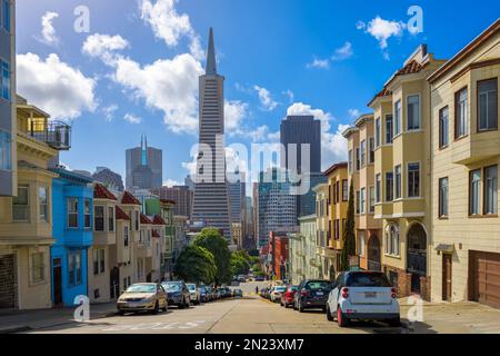 San Francisco, California, USA città e strade del centro. Foto Stock