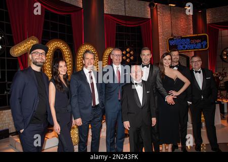 Mark Forster, Yvonne Catterfeld, Markus Lanz, Guenther Jauch, Bernhard Hoecker, Kai Pflaume, Katrin Bauerfeind, Joko Winterscheidt, Elton beim Fototermin na Foto Stock