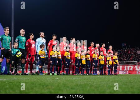 Monza, Italia - 06/02/2023, la squadra (AC Monza) durante il campionato italiano Serie Una partita di calcio tra AC Monza e UC Sampdoria il 6 febbraio 2023 allo stadio U-Power di Monza, Italia - Foto Morgese-Rossini/DPPI Foto Stock
