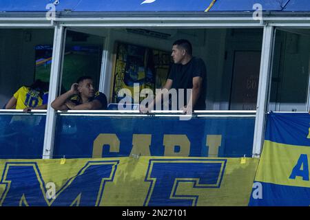 Argentina, Buenos Aires, 05 febbraio 2023: Juan Roman Riquelme vicepresidente di Boca Juniors durante la Binance Torneo 2023 della Liga Profesi argentina Foto Stock