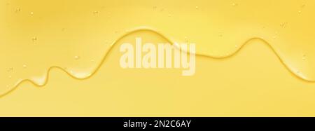 Struttura in gel cosmetico liquido trasparente. Crema gelatinosa o siero gocciolante con collagene, niacinamide o acido salicilico per la cura della pelle di bellezza, bordo isolato su sfondo rosa, vettore realistico illustrazione Illustrazione Vettoriale