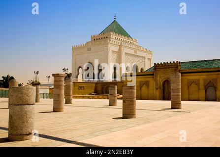 Mausolee de Mohammed V e moschea adiacente, Rabat, Marocco Foto Stock