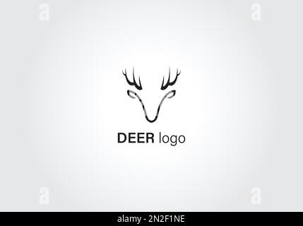 Disegno del logo della testa di cervo, disegno del logo vettoriale delle corna di cervo Illustrazione Vettoriale