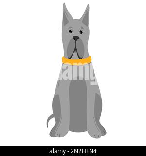 Illustrazione vettoriale, divertente cane ribelle, cane tedesco, su sfondo bianco, Illustrazione Vettoriale