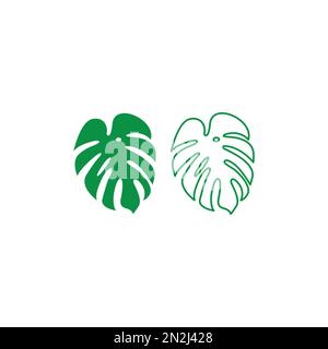 Design con logo in foglia di Monstera. Illustrazione vettoriale di Monstera Illustrazione Vettoriale