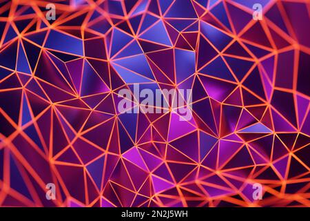 Rendering 3D. Motivo rosso di triangoli di forme diverse. Modello minimalista di forme semplici, simile alle cime delle montagne. Brillante creativo s Foto Stock