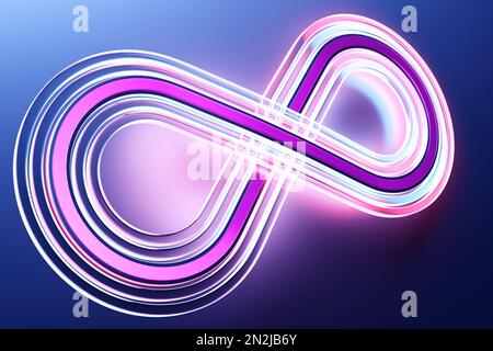 Un simbolo infinito costituito da su uno sfondo isolato nero studio - illustrazione 3D Foto Stock
