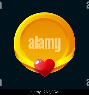 Golden game avatar frame premio badge ui icona con cuore Illustrazione Vettoriale