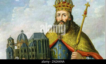 CARLO MAGNO (747-814) Imperatore dell'Impero carolingio. Particolare della pittura di Johann Scheuren nel 1852 Foto Stock