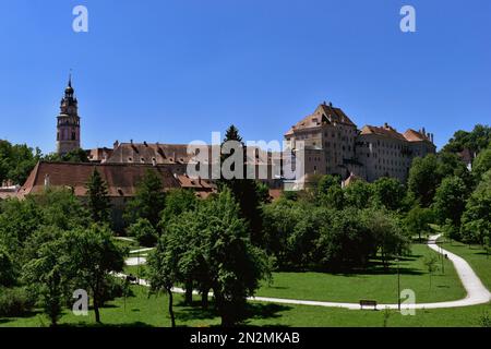 Cesky Krumlov nella repubblica Ceca nella bella giornata estiva. Foto Stock