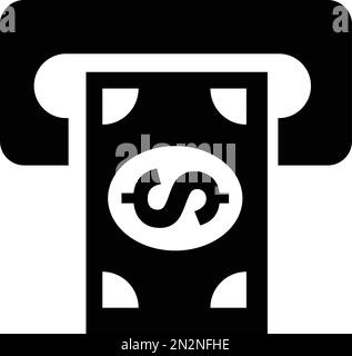 Denaro in dollari o prelievo di valuta dall'icona ATM. Icona Bancomat Illustrazione Vettoriale