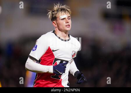 VEGHEL, PAESI BASSI - 12 GENNAIO: Taylor Booth del FC Utrecht con infortunio sopra gli occhi durante la partita olandese Toto KNVB Cup Round 2 tra Blauw Geel '38 e FC Utrecht al Prins Willem Alexander Sportpark il 12 gennaio 2023 a Veghel, Paesi Bassi (Foto di Joris Verwijst/Orange Pictures) Foto Stock