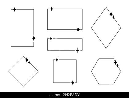 Montature monoline estetiche per inviti, design di lusso. Linea sottile geometrica astratta bordi trendy Illustrazione Vettoriale