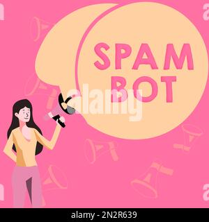 Scrittura visualizzazione di testo Spam Bot, Internet Concept programma autonomo su Internet che invia spam agli utenti Foto Stock