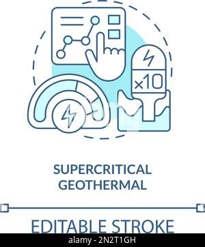 Icona supercritica del concetto di blu geotermico Illustrazione Vettoriale