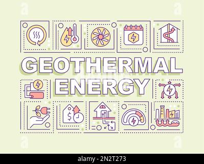 Parola concetti energia geotermica banner verde chiaro Illustrazione Vettoriale