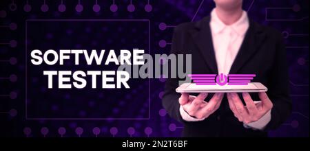 Handwriting text Software Tester, approccio aziendale implementato per proteggere il software da attacchi dannosi Foto Stock