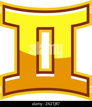 Segni astrologici d'oro, Zodiac Gemini Illustrazione Vettoriale