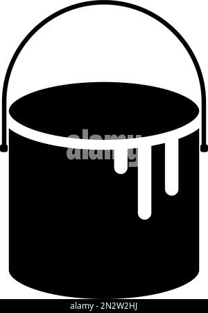 Icona della silhouette del secchiello di vernice Vettore modificabile. Illustrazione Vettoriale