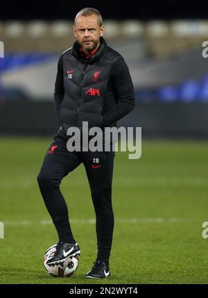 Liverpool U18 Coach, Jay spearing - Ipswich Town / Liverpool, fa Youth Cup quinto round, Portman Road, Ipswich, Regno Unito - 3rd febbraio 2023 Foto Stock