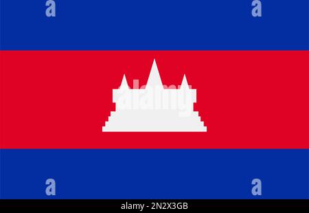 Icona della bandiera cambogiana di design piatto. Cambogia. Vettore modificabile. Illustrazione Vettoriale