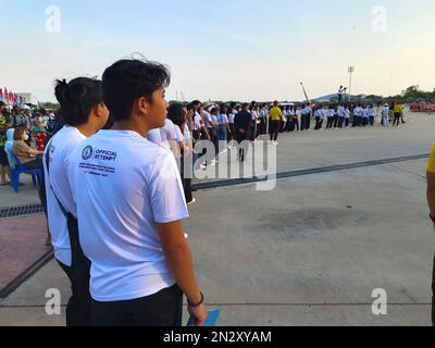 Nuovo Guinness record mondiale per il maggior numero di Muay Thai combattenti riuniti in un luogo, Ratchabhakti Park, Hua Hin, Thailandia Foto Stock