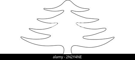 Albero di Natale - disegno di una linea. Linea continua. Illustrazione minimalista disegnata a mano, vettoriale. Illustrazione Vettoriale