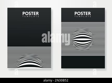 Set di poster dal design geometrico minimale, modello vettoriale con elementi di linea, moderno stile hipster Illustrazione Vettoriale