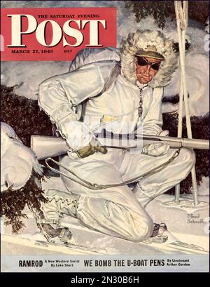 1943 US Mountain Troops - The Saturday Evening Post - copertina della rivista americana durante la seconda guerra mondiale Foto Stock