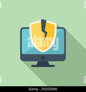 Errore computer icona vettore piatto. Minaccia alla sicurezza. Truffa degli avvisi Illustrazione Vettoriale