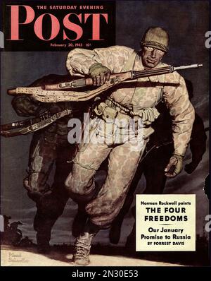 1943 febbraio 20th il Sabato sera Post - copertina della rivista americana durante la seconda guerra mondiale Foto Stock