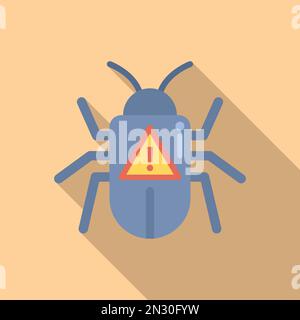 Icona bug online vettore piatto. Errore di virus. Dati del file Illustrazione Vettoriale