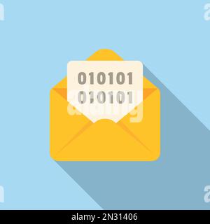 Email bug icona flat vettore. Errore del portatile. Web di minaccia Illustrazione Vettoriale