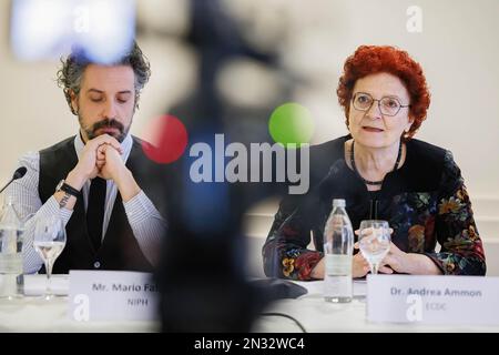 Andrea Ammon, direttore del Centro europeo per la prevenzione e il controllo delle malattie (ECDC), interviene a una conferenza stampa dell'Istituto nazionale sloveno di sanità pubblica durante la sua visita a Lubiana. (Foto di Luka Dakskobler / SOPA Images/Sipa USA) Foto Stock