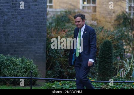 Downing St, Londra, 7th febbraio 2023, Regno Unito a seguito di questa rimpasto mattutino, i ministri del Gabinetto arrivano per una riunione ritardata del Gabinetto che si terrà nel pomeriggio. FOTO: Greg Hands, neo-nominato presidente del Partito conservatore Bridget Catterall AlamyLiveNews Foto Stock