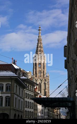 Berna Cattedrale di St. Vincent edificio tardo-gotico nella capitale svizzera Foto Stock