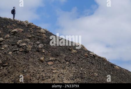 Conseguenze del fuoco selvaggio a Kai Kung Leng (Rooster Ridge) nel Lam Tsuen Country Park, Yuen Long. Almeno 2 sentieri di fiamme sul monte Kai Kung Leng bruciati per 16 ore il 24 gennaio 2023. 01FEB23 SCMP / Elson li Foto Stock