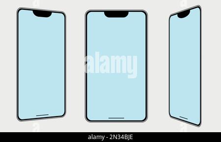 Frame vettoriale del telefono cellulare. Modello smartphone. Il telefono si mockup in prospettiva su uno sfondo bianco. EPS 10 Illustrazione Vettoriale