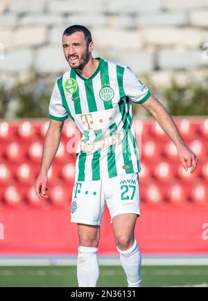 La Nucia, Spagna – 15 gennaio 2023. Ferencvaros centrocampista Giorgi Kharaishvili durante il club friendly Ferencvaros vs Piast Gliwice (0-1). Foto Stock