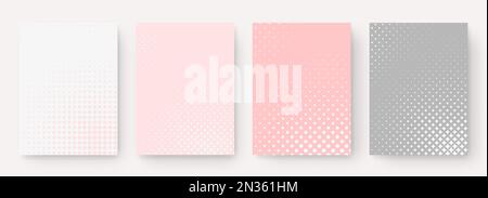 Set vettoriale di layout della carta in colori pastello con un motivo a mezzitoni su uno sfondo chiaro. Illustrazione Vettoriale