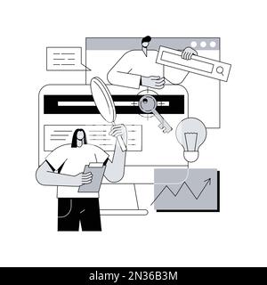 Illustrazione vettoriale del concetto astratto di ottimizzazione della copia. Testo web, algoritmo di ottimizzazione della copia ombra, business online, aumentare il traffico, parole chiave target, SEO metodo di scrittura metafora astratta. Illustrazione Vettoriale