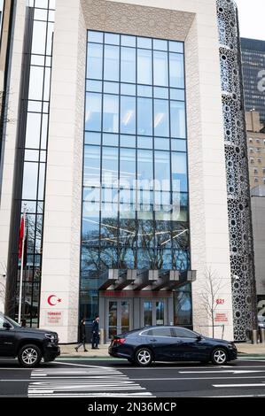 Foto esterna della Casa Turca, il Turkevi Center, situato a Manhattan. Foto Stock