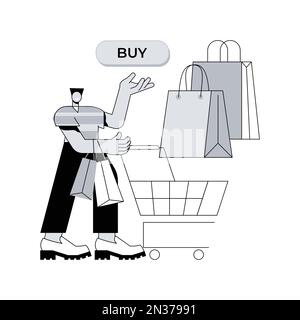 Abitudini di acquisto astratto concetto illustrazione vettoriale. Generare abitudine del consumatore, ricerca di vendita, preferenza millenaria di acquisto, shopping, comportamento abituale di acquisto metafora astratta. Illustrazione Vettoriale