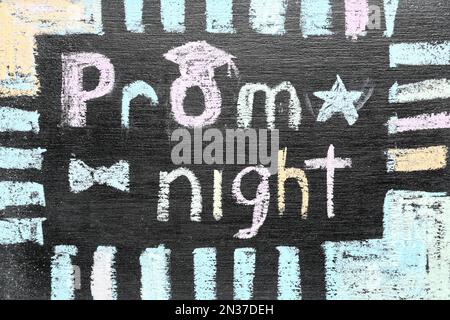 Testo notte PROM sulla lavagna, primo piano Foto Stock