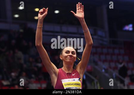 Trinec, Repubblica Ceca. 07th Feb, 2023. Iryna Herashchenko di Ucraina compete nel corso del Beskydy Bar 2023 a Trinec, Repubblica Ceca, 7 febbraio 2023. Iryna Herashchenko vince la medaglia d'oro. Credit: Jaroslav Ozana/CTK Photo/Alamy Live News Foto Stock