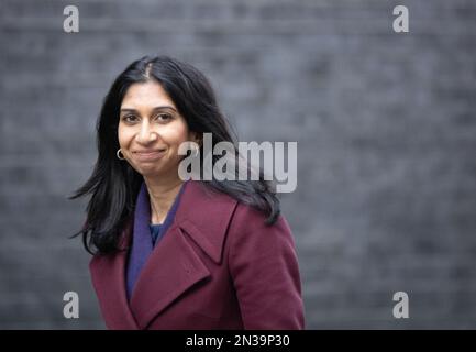 Londra, Regno Unito. 07th Feb, 2023. Suella Braverman, segretario di casa, arriva a una riunione del gabinetto al 10 di Downing Street, Londra. Credit: Ian Davidson/Alamy Live News Foto Stock