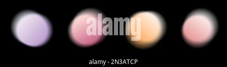 Set di cerchi sfumati sfocati scuri astratti. Set di forme rotonde di colore chiaro. Illustrazione con isolamento vettoriale Illustrazione Vettoriale