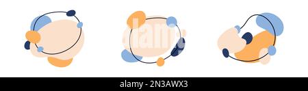 Illustrazione del vettore grafico di esplosione. Raccolta di forma liquida, elementi blob astratti, macchie o macchie grafiche irregolari. Gocce sovrapposte. Illustrazione Vettoriale