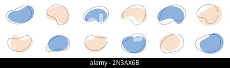 Collezione forme organiche astratte. Set di blob dinamici, irregolarità a forma di spruzzi, bolle liquide. Illustrazione vettoriale. Illustrazione Vettoriale