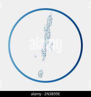 Icona delle Isole Andamane. Mappa della rete dell'isola. Cartello rotondo delle Isole Andamane con anello gradiente. Illustrazione Vettoriale